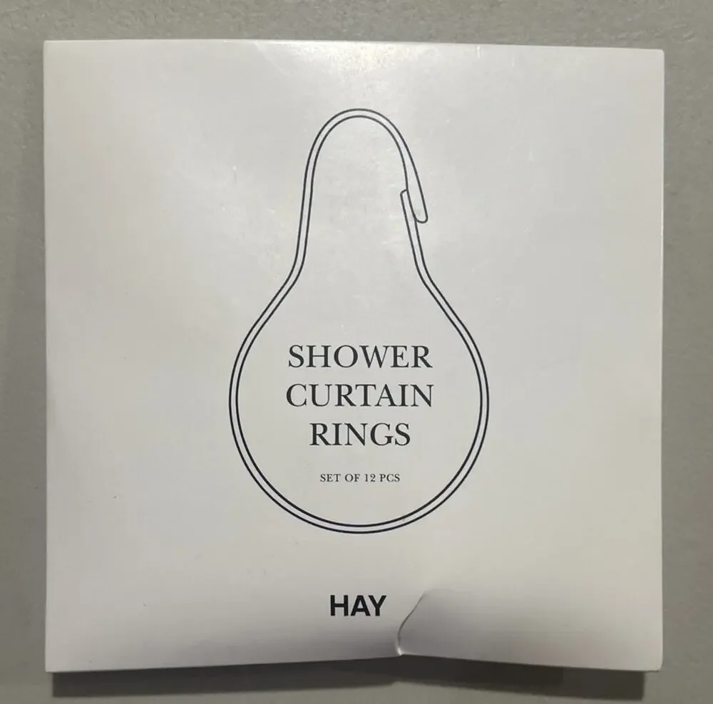 HAY Shower Curtain Rings - Set of 12 - Minimalist Stainless Steel Gourd Hooks